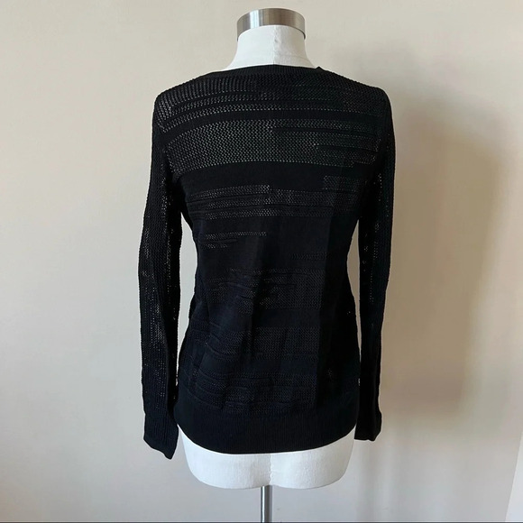 Vince mesh inset crewneck sweater black 5494 - Picture 6 of 10